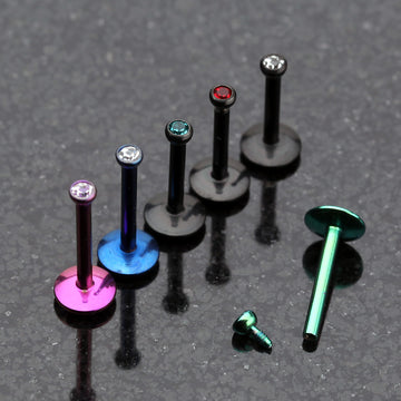 Detail View 1 of Colorline Gem Ball Internally Threaded Labret-Blue/Clear